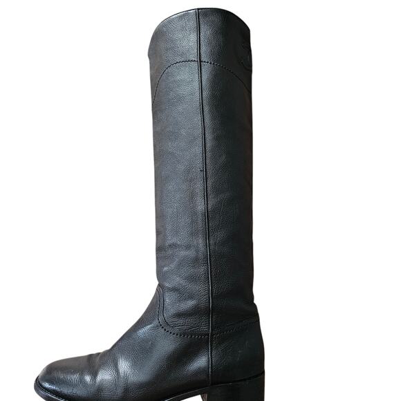 Chanel CC Knee High Tall Riding Boot Size 40 US 9 9.5 Black Pebble Leather - Picture 10 of 15